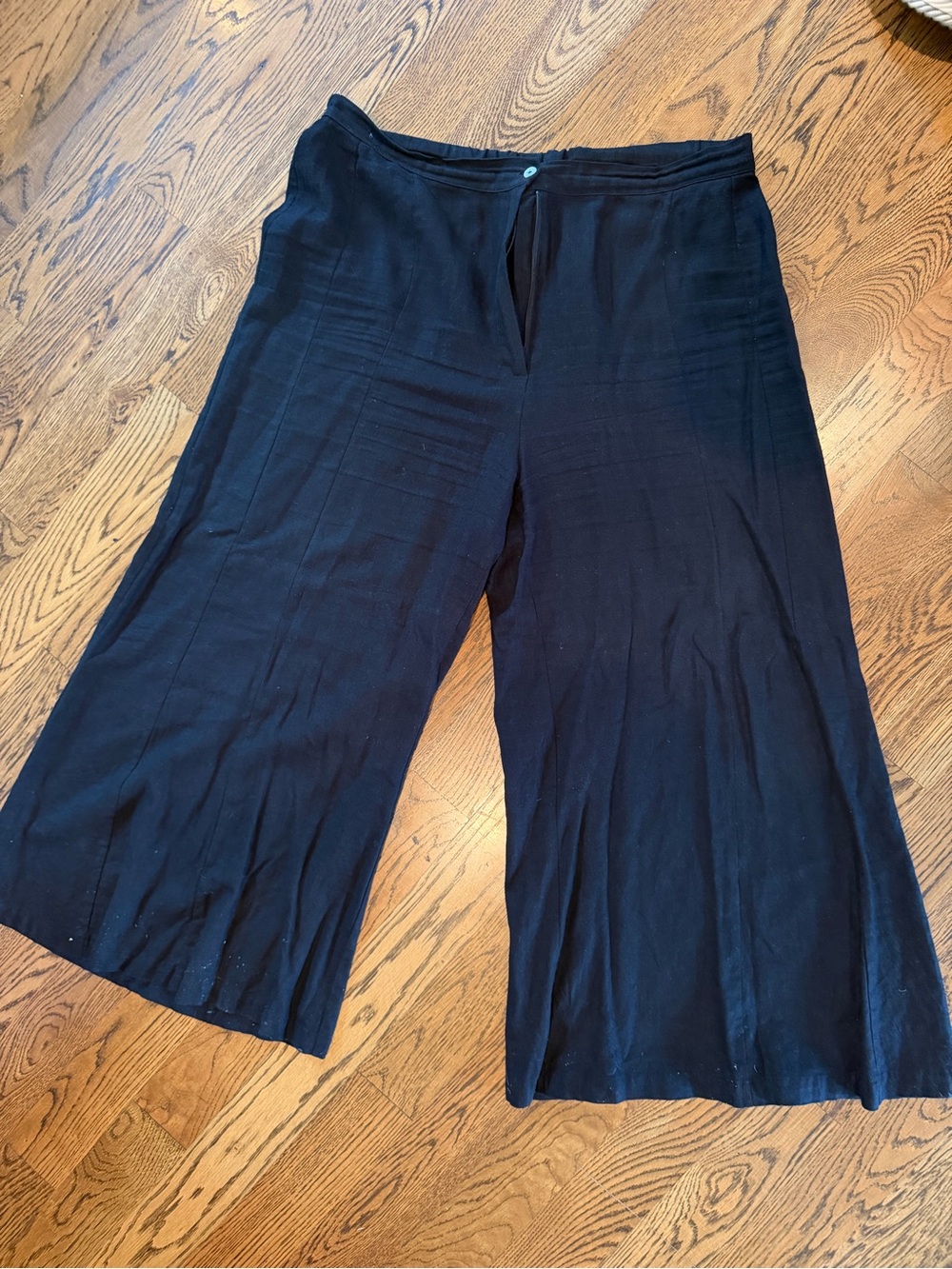 Cece linen Wide Leg Black Women's Pants xl